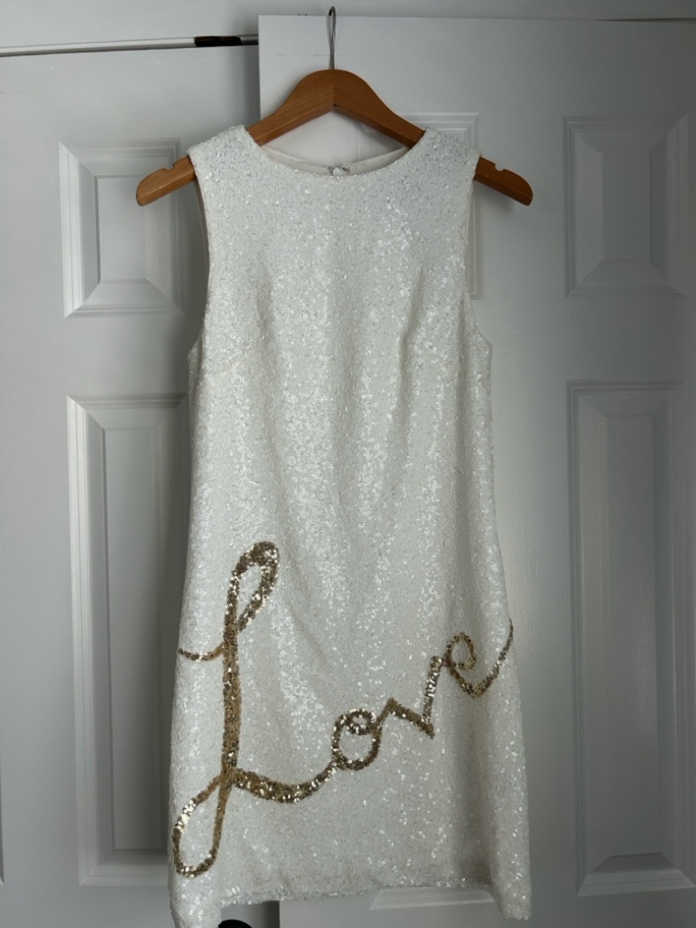 Theia White Sequin “LOVE” Mini Dress - Picture 2 of 10